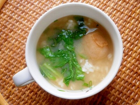 菜の花・わかめ・麩の味噌雑炊